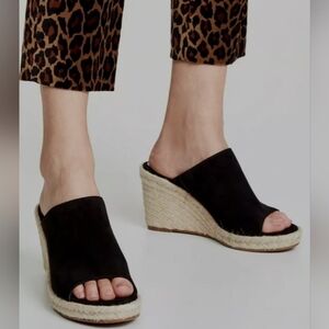 Stuart Weitzman Marabella Suede Wedge Slides - 8.5